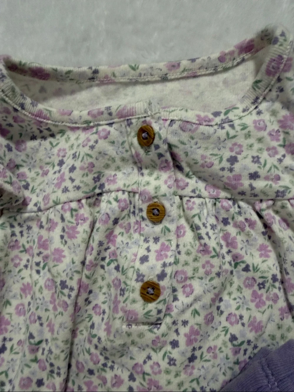 Carter's Cream Floral Long-Sleeve Top with Lavender Leggings